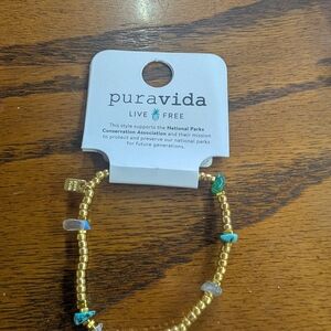 Pura Vida Gold and Turquoise Bracelet